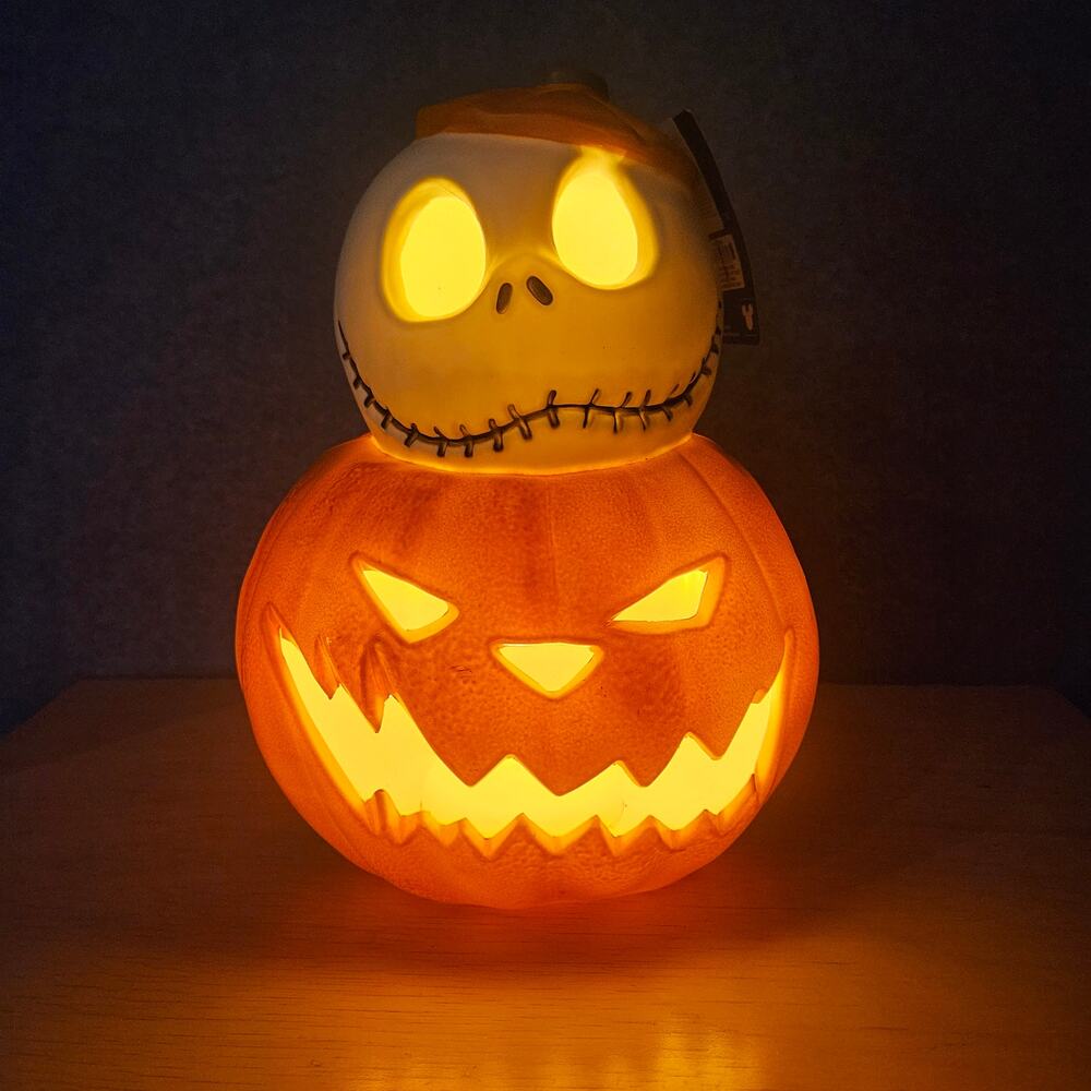 Disney Blow Mold The Nightmare Before Christmas Light Up Pumpkin Stack 12" READ